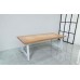 Rustic Solid Wood Industrial Dining Table / Desk / Meeting Table - Chunky Timber / White Steel Legs (A-Frame Legs) - 1.5m (150cm) / 1.8m (180cm) / 2m(200cm) c/w White A-FrameLegs x 2 4-8 Persons - SQUARE EDGE